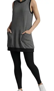 Dogstar Australia Sleeveless Hooded Tunic Dress Charcoal Grey L  Pockets