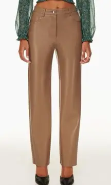 Aritzia Wilfred Melina Straight Leg Vegan Leather Pants in Light Brown Size 6