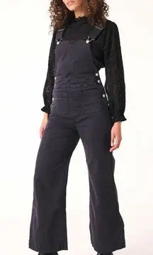 Free People X Rolla's Sailor Wide Leg Washed Black Overalls