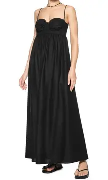 NWOT Farm Rio Linen Blend Black Sleeveless Maxi Dress Size S
