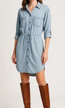 Banana Republic Tencel Denim Shirt Dress Light Wash Drawstring Small