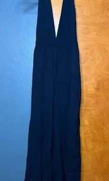 Wild Fable Black Halter Jumpsuit Wide Leg Deep V Neck Size S