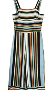B8 Japna Striped Wide Leg Jumpsuit Smocked Bodice Cropped Women's Small