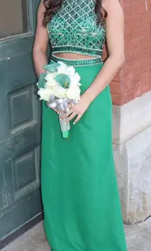 Green Two Piece Gown