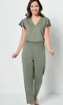 Candace Cameron Bure Sunkissed Regular Jumpsuit Olive Solid, 1X 