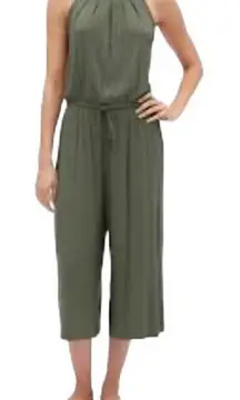 Gap Halter-Neck Wide Leg, Drawstring‎ Waist, Olive Sage Green Jumpsuit