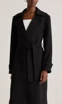 Quince Stretch Crepe Trench Coat — Black — XS — NWT