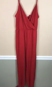 NWT Rolla Coster Women’s Red Ribbed Faux Wrap Tie Ankle Cuff Tank Jumpsuit