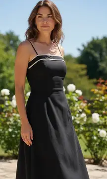 Ruby Rox Black Strappy Fit and Flare Midi Dress Contrast Trim Size 5