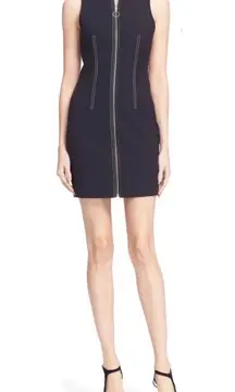 Tech suiting full zip front black mini dress size 4 small