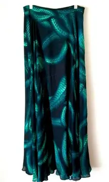 Milly NWT  Emerald Green Snake Maxi Skirt size 6