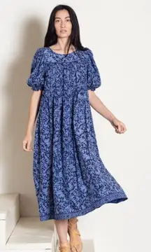 Natalie Martin Silk Blue Floral Midi Dress – Women’s Size XS