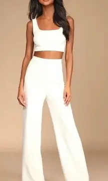 Lulus Only Tonight Ivory Two-Piece Wide-Leg Jumpsuit Size M