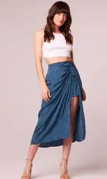 Band of the Free Womens Celene Deep Teal Layered Midi Skirt