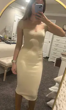Tan Nude Tight Bodycon Midi Dress