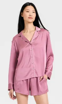 Auden Women's Luxury Collection Satin Notch Collar Pajama Set