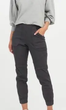 Spanx Stretch Twill Cargo Jogger Size Large In Washed Black
