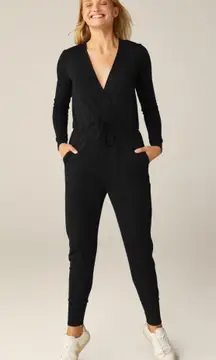 NWT  Overlapping Long Sleeve Black Jumpsuit