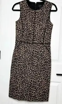 J. CREW Size 2 Sleeveless Sheath Dress Leopard‎ Bi-Stretch Cotton