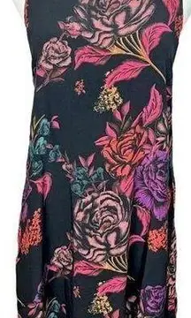 Alice + Olivia Liz Back Twist Key Hole Black Floral Shift Dress M