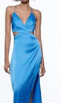 Satin Effect Cutout Maxi Dress