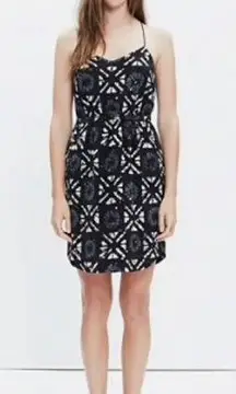 madewell starview batik grid print silk mini dress