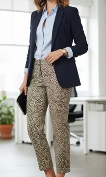 ✨ PIAZZA SEMPIONE Kim Cheetah Cropped Pants Sz 8 Animal Print Designer Trousers