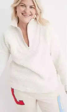 Aerie Sherpa white quarter zip sweater