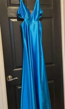 David’s Bridal Blue Satin A-Line Dress Size 4