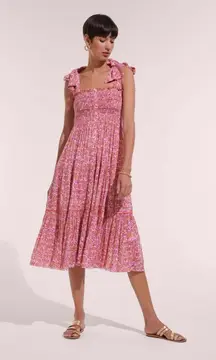 poupette st. barth triny ruched floral midi dress