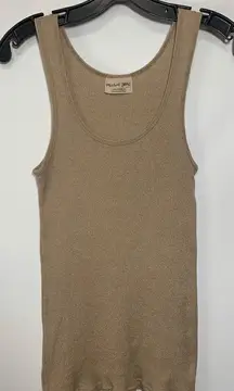 Michael Stars Women's Fitted Super Stretch Sleeveless Tank Top Tan One Size