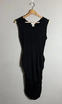 LNA Revolve Ruched Bodycon Midi Dress Women's Small Black Sleeveless Minimalist