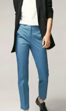 Massimo Dutti Light Blue Chino Pants Ankle Pockets‎ Quiet Luxury Classic Size 10