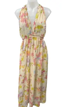 Zara Multicolor Floral Chiffon Sleeveless Cami Camisole Maxi A-line Tank Dress L