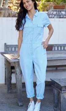 NWT Outerknown Azure Blue Pinstripe Jumpsuit