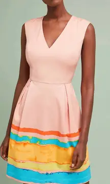 Anthropologie Tracy Reese Mini Dress Pink Painterly Fit & Flare New size 6