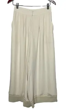 Zimmermann ivory white polyester  high waist wide leg crop pants sz 1 US S