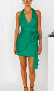 Emerald Green Satin Dress