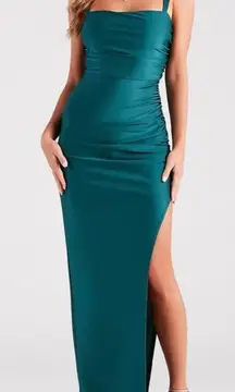 NWT Windsor Aliza Backless High Slit Formal Dress Hunter Green Women’s Medium