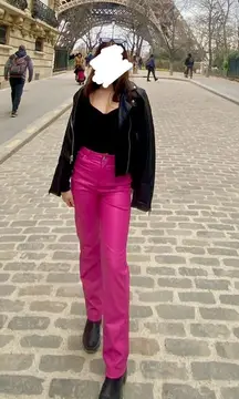 Bershka Hot Pink Leather Pants