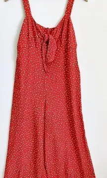 Anthropologie X Kachel Polka Dot Cropped Wide Leg Jumpsuit Size 6 Red Summer