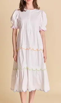 English Factory SCALLOPED EDGE MIDI DRESS | M