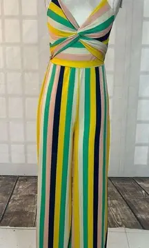 Altar'd State  Colorful Striped wide leg Jumpsuit Size Small