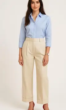 & Other Stories Khaki Cream Pressed Front Pleated Slacks Dress Pants Size 4