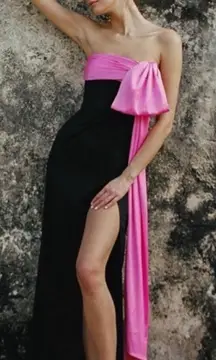 NWT Hutch Serina Strapless Column Bow Maxi Dress Size 00 Wedding Cocktail Gown