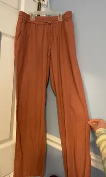 Coral Linen Pants