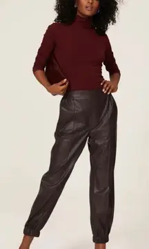 Burgundy Brown Maroon Faux Leather Joggers size 2