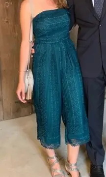 EUC Anthropologie Greylin Stowe Emerald Green Lace Strapless Romper size medium