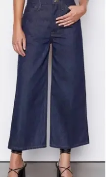 Frame Denim Le Italian Wide Leg Crop Jeans Rinse Dark Wash Rigid Denim High Rise