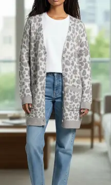 UGG Tomara Animal Print Oversized Wool Blend Cardigan Sweater Sz S $198